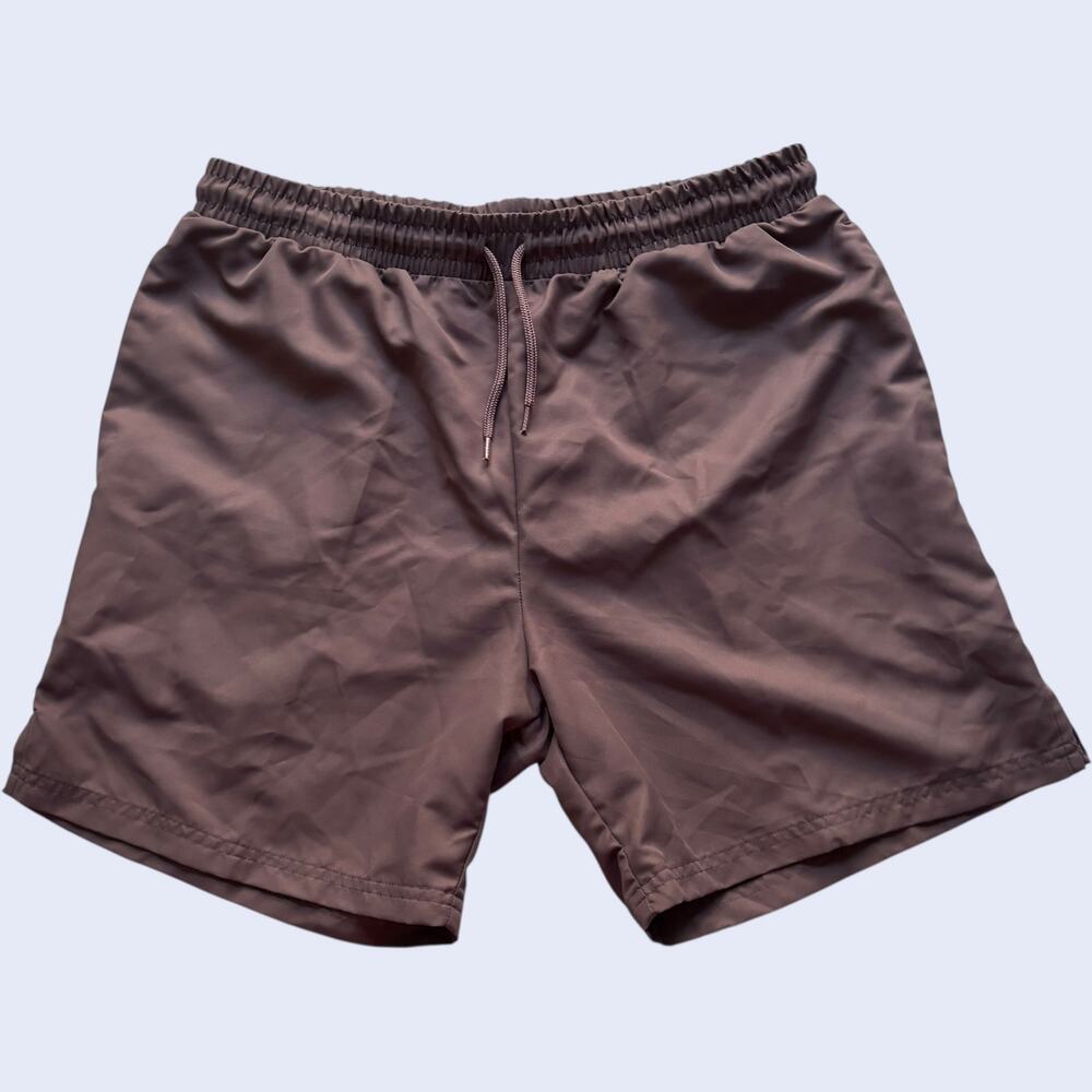 Medium Casual Athletic Shorts Purple Eggplant Drawstring Relaxed Fit Activewear